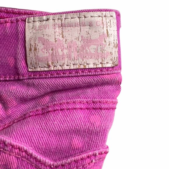 Levi’s Girls 6 Pink Heart Denim Midi Shorts — Roll Cuff, Adjustable Waist - Picture 10 of 12